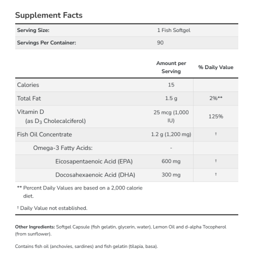 NOW Ultra Omega 3-D with Vitamin D-3, 180 Softgels - 1
