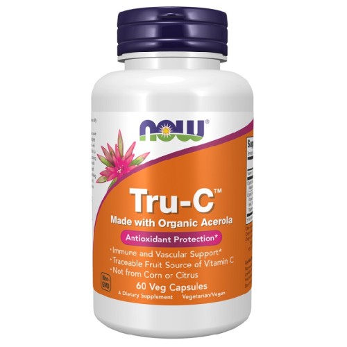 NOW Tru-C Organic Acerola, 60 Veg Capsules