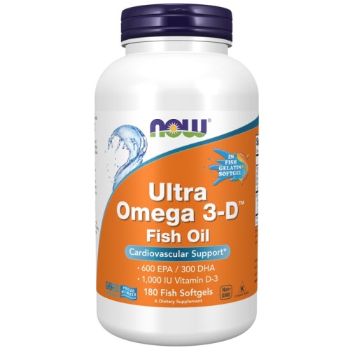 NOW Ultra Omega 3-D with Vitamin D-3, 180 Softgels
