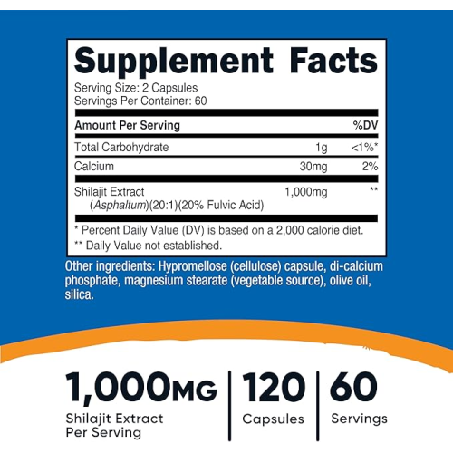 Nutricost - Shilajit 1000 mg - 120 Capsules - 1
