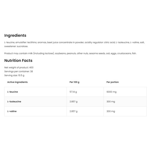 OstroVit BCAA 20:1:1, 400 Grams - 1