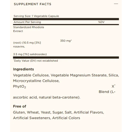Solgar Rhodiola Root Extract, 60 vegetable capsules - 1