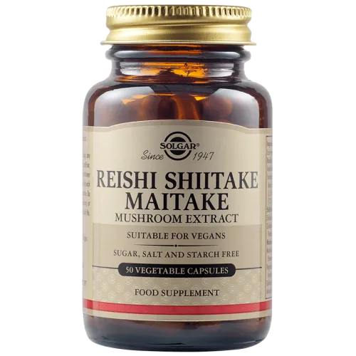 Solgar Reishi Shiitake Maitake Mushroom Extract, 50 vegetable capsules