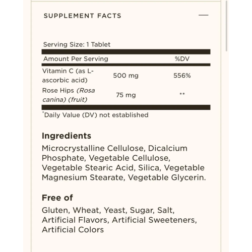 Solgar Vitamin C with Rose Hips 500 mg, 100 tablets - 1