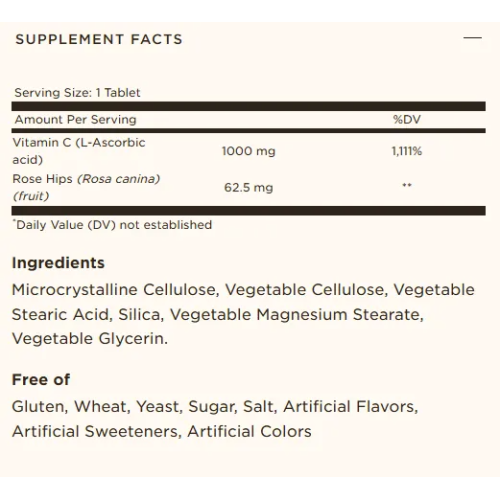 Solgar Vitamin C 1000 mg with Rose Hips, 100 tablets - 1