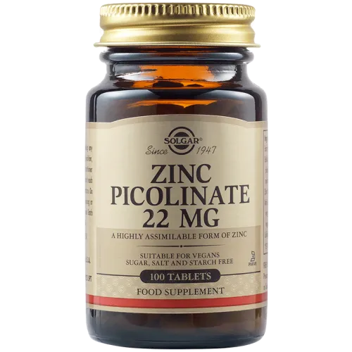 Solgar Zinc Picolinate 22 mg, 100 tablets